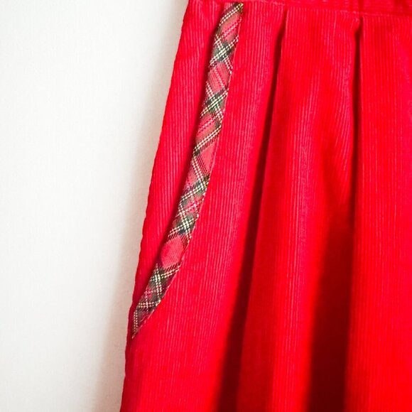 Susan Bristol Red Corduroy Patchwork Beaded Midi Skirt 8 - Picture 5 of 10